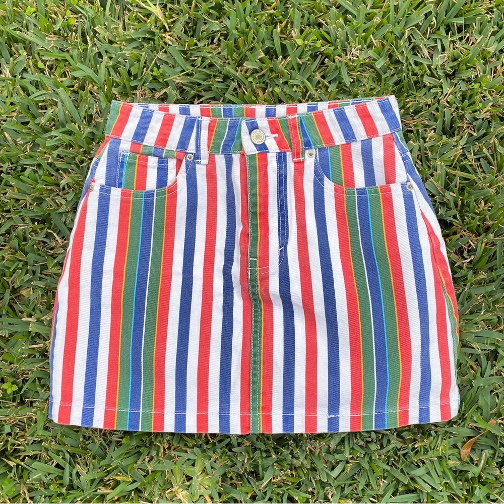 Forever21 colorful stripe denim skirt